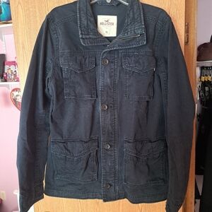 Hollister Vintage Men's XL Dark Blue Military Field Y2K Jacket 100% Cotton